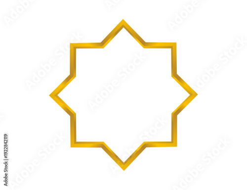 Golden eight pointed star frame rub el hizb islamic symbol
