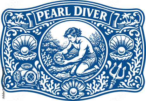 Pearl Diver Vintage Badge Vector Design