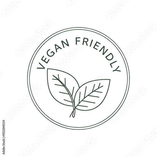 Vegan Friendly Circle Icon with Leaves for Plant-Based Products