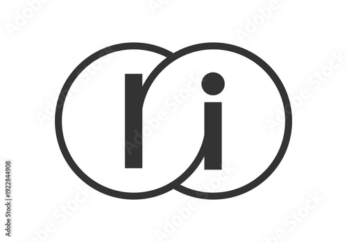 LI business company emblem with outline rounds and letters l i. Logo template of two merged circles for brand identity, logotype. Vector Infinity symbol