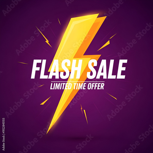 Flash Sale Limited Time Offer Banner with Dynamic Lightning Bolt