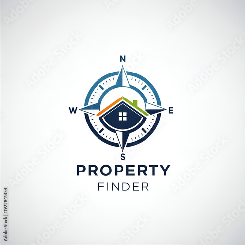 Property Finder Logo with Compass and House Icon for Real Estate