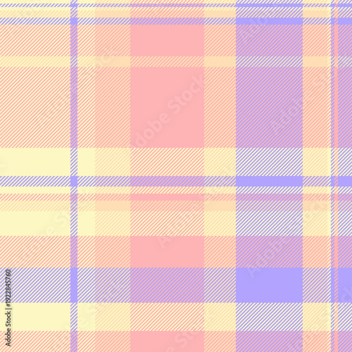 Tough seamless pattern background, vivid plaid check texture. Pastel tartan vector textile fabric in light and indigo colors.