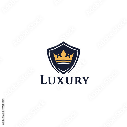 Foto Luxury Shield with Crown Logo, Premium Quality and Protection Symbol on Isolated