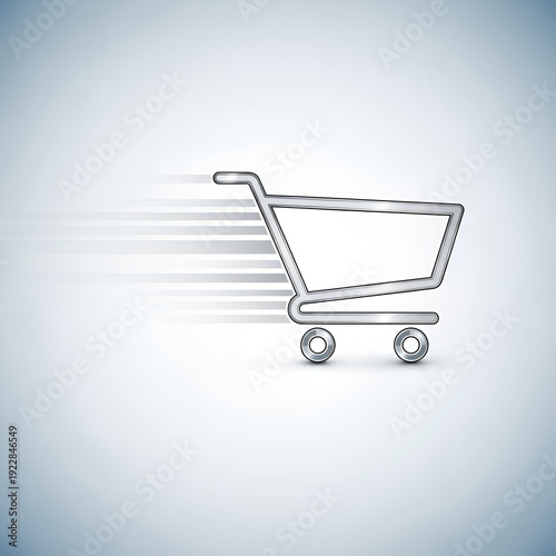 Fast Metallic Shopping Cart Icon for E-commerce and Online Retail