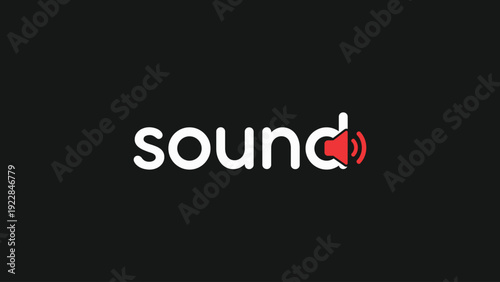 Sound Wordmark Logo with Red Speaker Icon on Black Background