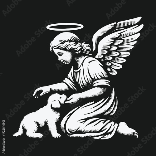 Angels Gentle Touch: A Serene Moment with a Puppy.