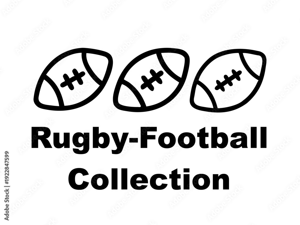Fototapeta premium Rugby Football Icon Set Collection – Ball, Player, Goal Post, Helmet Vector Icons