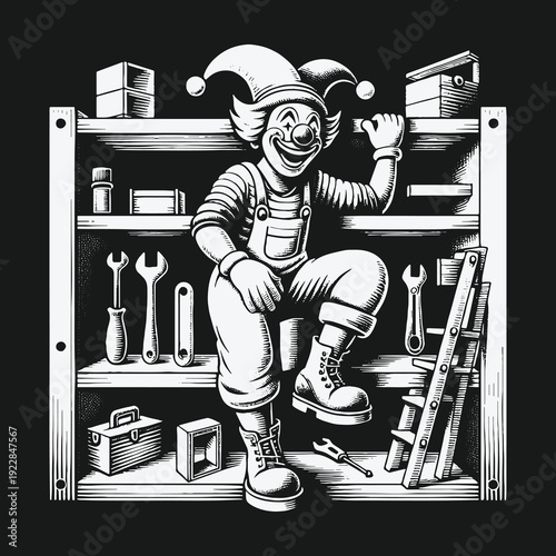 Clown Mechanic: A Whimsical Take on Home Improvement.