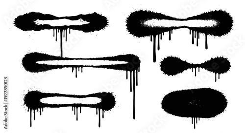 Graffiti Spray Paint Drips and Frames Collection.