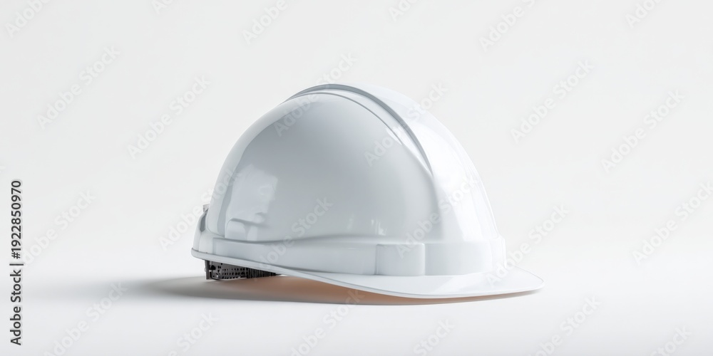 Fototapeta premium White construction hard hat on plain background