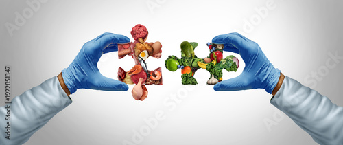 Tableau sur toile Meat And Vegetable Nutrition science and Food Sciences solution as a nutritionis
