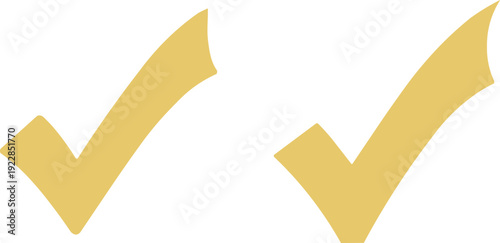  Two yellow check marks on a white background, simple graphic design for approval, confirmation, or success concepts.