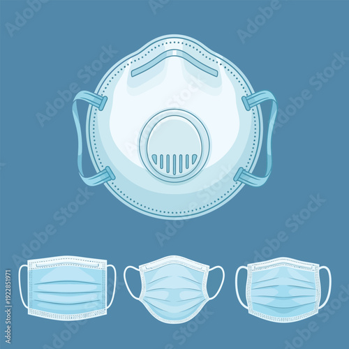 medical face mask vector set surgical n95 respirator