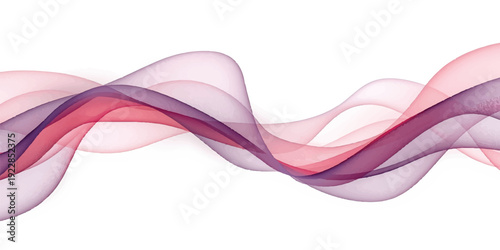 Abstract pink and red smoke swirls create a colorful wave pattern with smooth curves and motion on a white backdrop, featuring a purple flow and artistic vector line design for a modern wallpaper