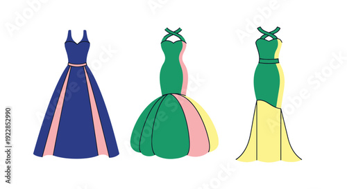 Prom Dress Line art abstract modern style illustration