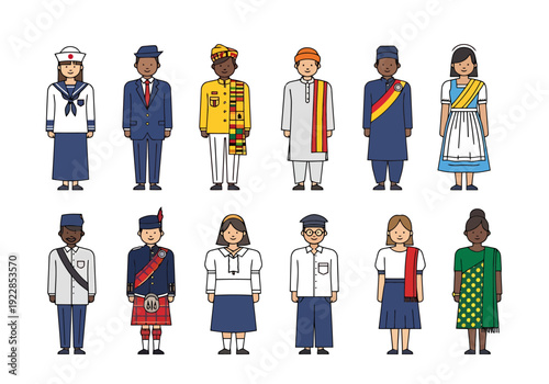 Diverse Group of People in Traditional Cultural Attire Representing Global Diversity and Heritage Collections