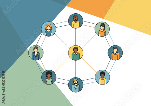 Diverse Group of People Connected in Network Diagram Concept Representing Community and Collaboration