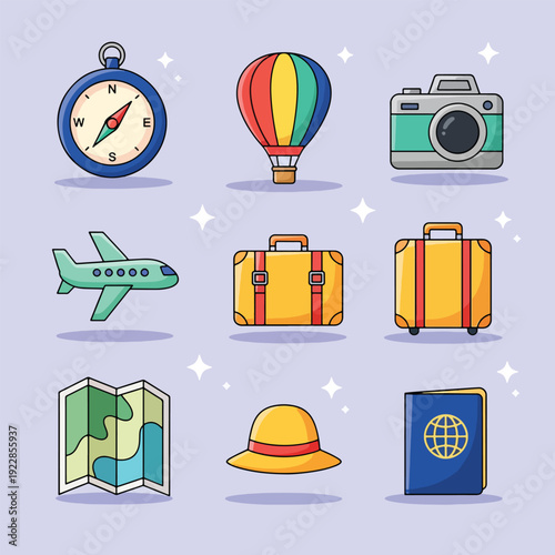 Collection of Travel Icons and Symbols.