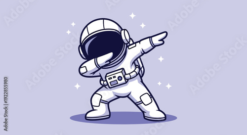 Cute Astronaut Doing Dab Pose Vector Illustration.