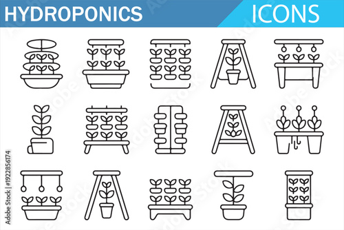 Smart Agriculture and Hydroponic Gardening Outline Symbol Pack