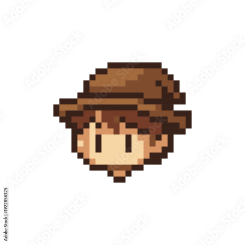Pixel Art Fantasy Adventurer Head — Retro RPG Game Character