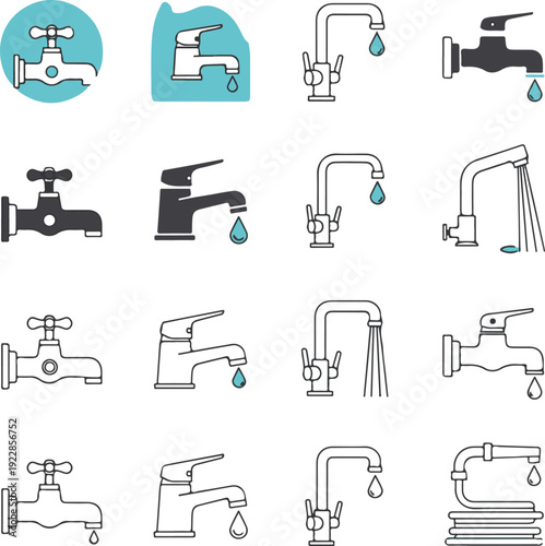 Collection of various faucet and tap designs