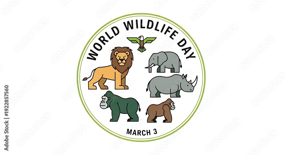 Fototapeta premium World Wildlife Day Emblem Circular Logo