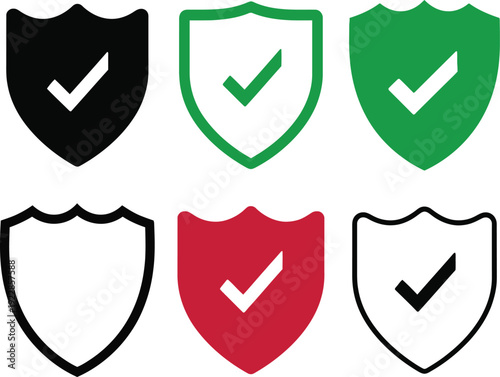 Free Download Shield icons with checkmarks in various colors for security and protection concepts - GFXLoad