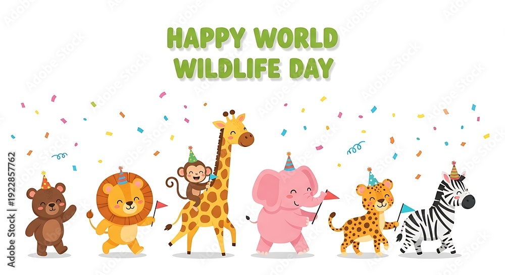 Obraz premium Happy World Wildlife Day Party Animals