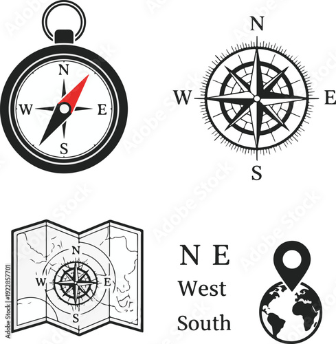 Navigation and direction finding icons