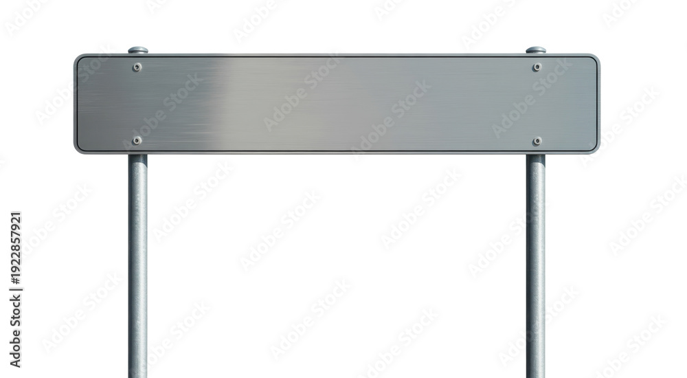 Obraz premium Metal blank sign on stand metal sign stand metal stand isolated on a transparent background