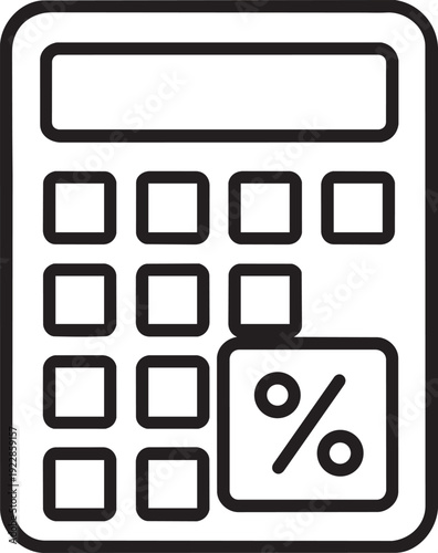 Professional business line icon of a digital calculator displaying a percentage sign for corporate tax computation