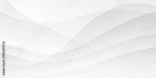 White abstract background featuring smooth silk fabric waves and soft gray curves in a 3D vector art design