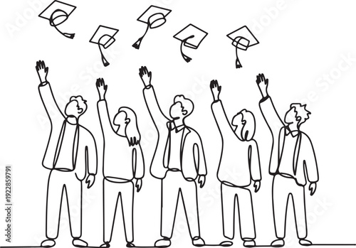 Graduates celebrating their achievement with thrown caps in a joyful moment of success