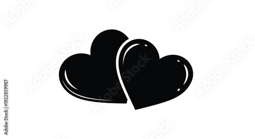 Two interlocking black hearts displayed on a white background