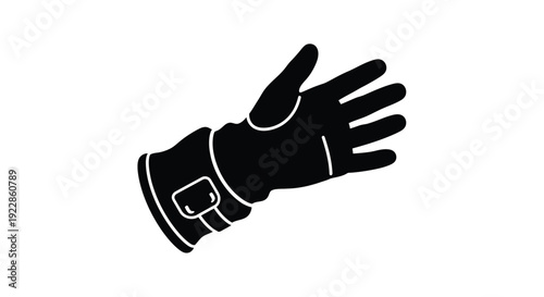 A black silhouette of a gloved hand with a wristwatch