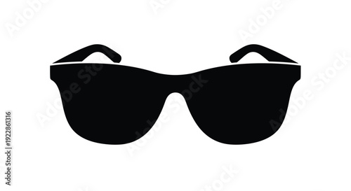 A black and white silhouette of a classic pair of sunglasses