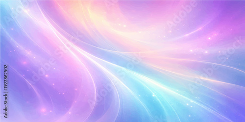 An abstract purple and colorful background with stars features a bright blue sky design where glowing sun rays and energy waves burst through space as a shining wallpaper illustration