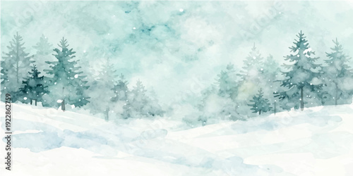 A beautiful winter forest landscape glows under a bright blue sky as sunny light reflects off the white snow on a clear day in nature