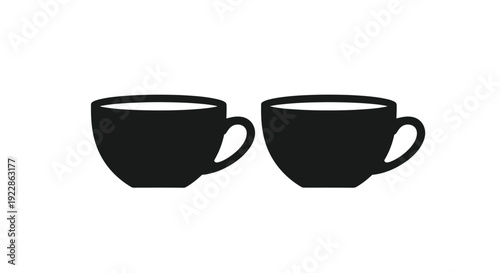 Simple illustration of two black coffee cups side by side
