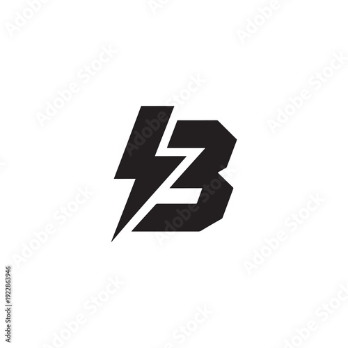 Free Download Bold black lightning bolt symbol intersecting stylized letter b on white background - GFXLoad