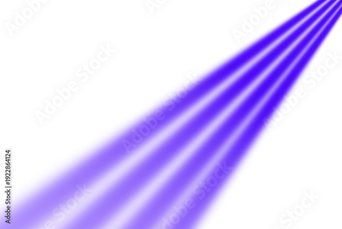 Abstract purple light beam ray spotlight effect moving diagonally upwards isolated on transparent background