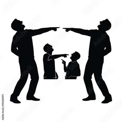 Silhouettes of People Pointing and Laughing Out Loud for Humor Concept
