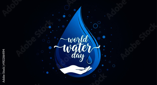 Celebrate World Water Day with a Hand Cupping a Droplet, Symbolizing Conservation and Purity