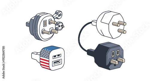 Travel Adapter Line clean modern tone vector