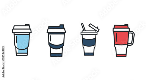 Travel Mug Line art clean vibrant tone illustration