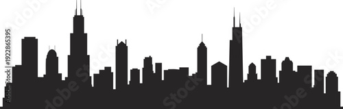 Modern city skyline silhouette vector illustration featuring skyscrapers downtown buildings and urban architecture panorama background designModern city skyline silhouette vector i