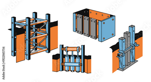 Trench Support Line simple minimal color illustration