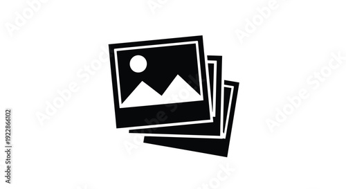 A stack of black and white photograph icons representing image files